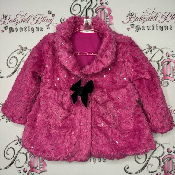 Little lass coat jacket 18months baby kid winter parka cute sparkly sequins bow
